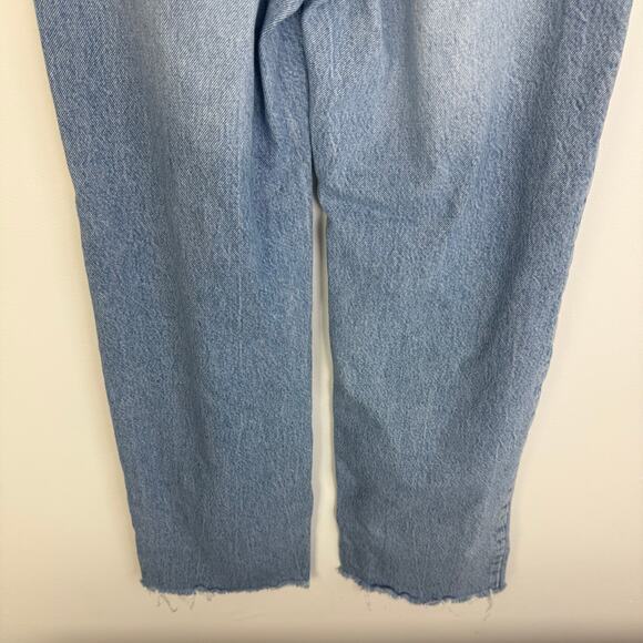 Garage Womens Jambe Large Wide Leg High Rise Distressed Light Wash Blue Jeans 3 - Picture 5 of 8